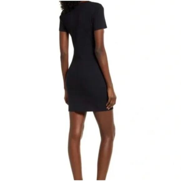 Open Edit Black Ribbed Bodycon Mini T-shirt Dress Size S - Picture 2 of 8